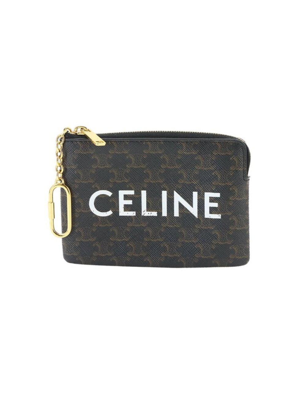 Celine Triomphe Coin Purse Black Gold